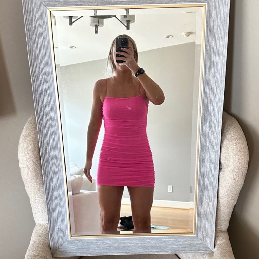 Princess Polly Hot Pink Ruched Mini Dress